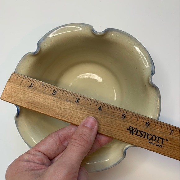 KOVAK POTTERY Bowl Blue Rose Ruffled Edge Seagrove NC Small Medium - Picture 4 of 6